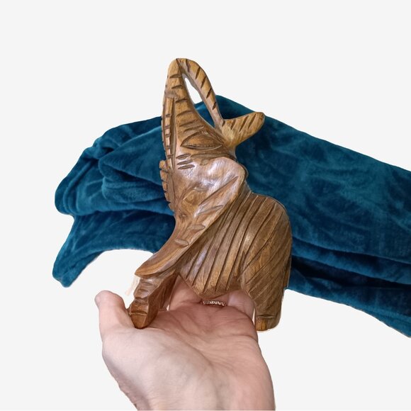 Unique carved 6" tall wood elephant - Picture 2 of 3